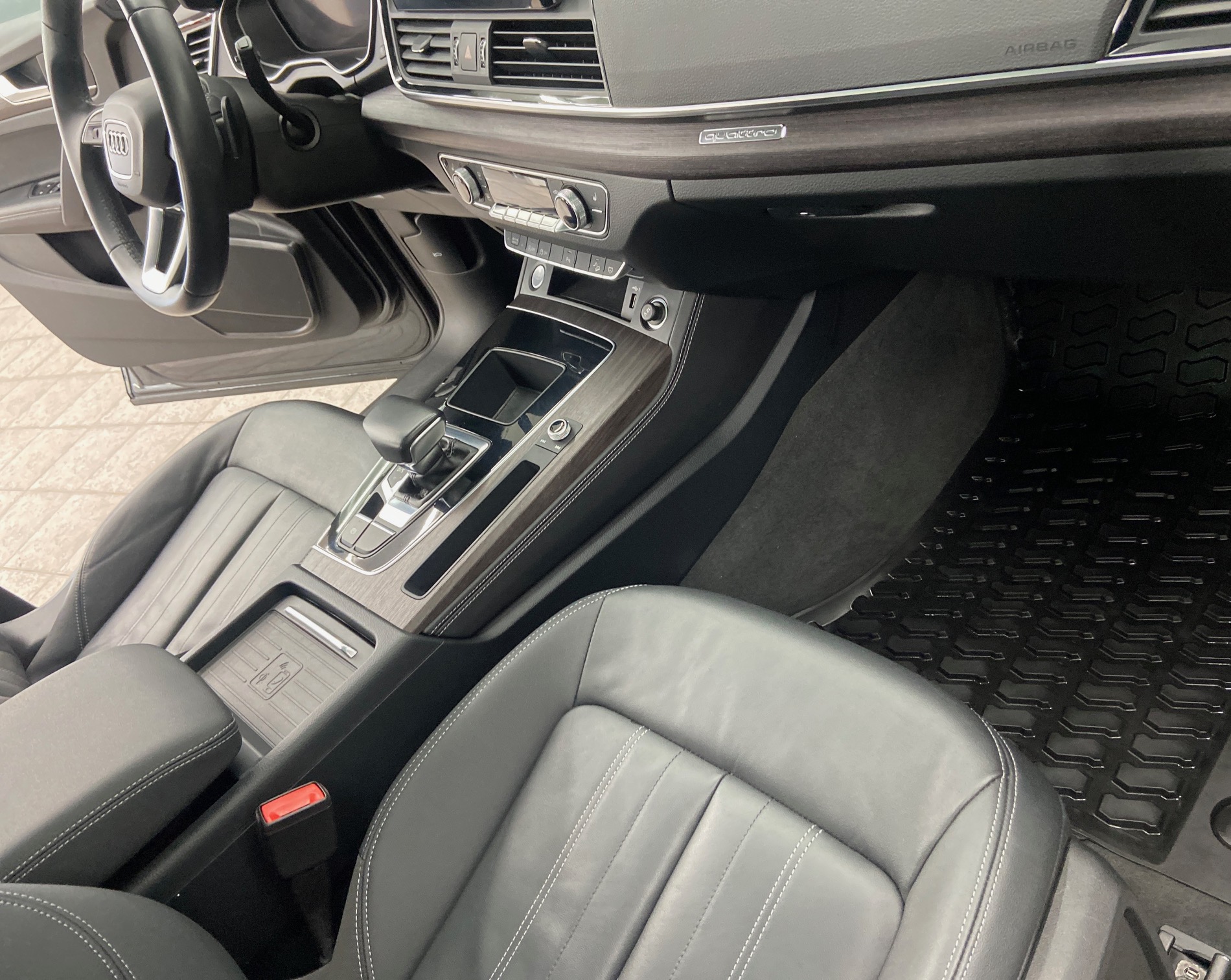Detailed Audi front passenger area and center console